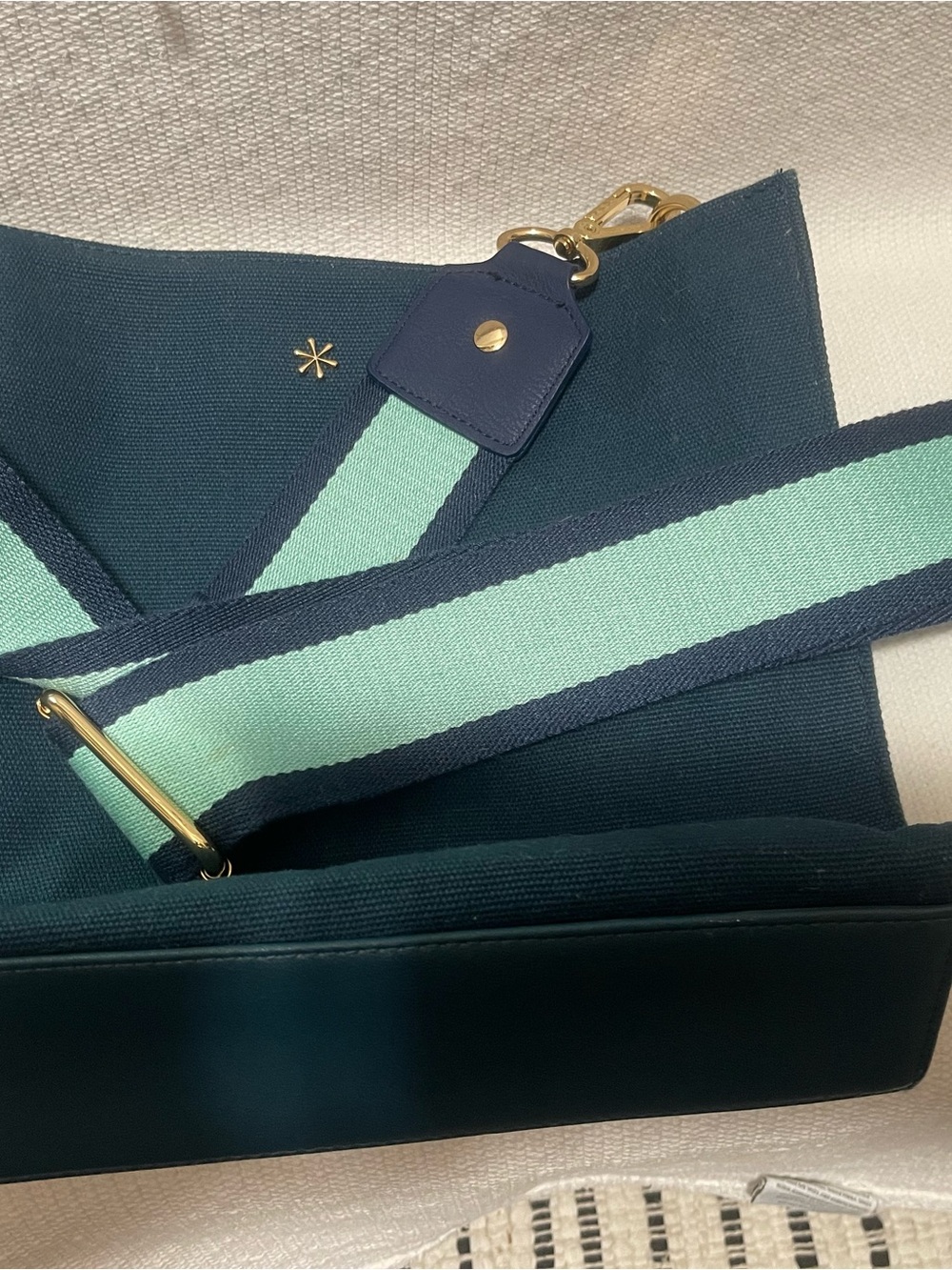 Erin Condren Teal Canvas Shoulder Bag with Gold Star Accent